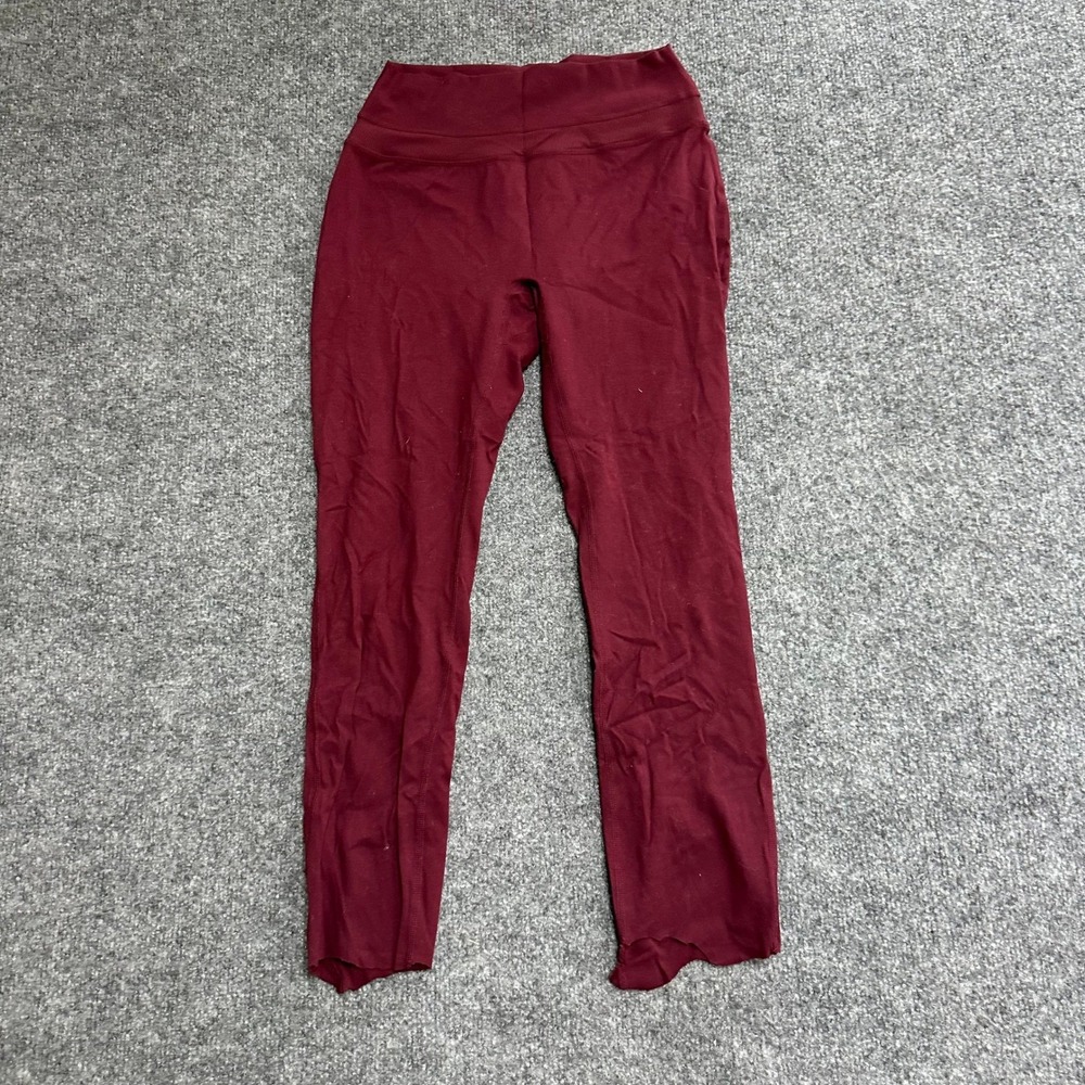 Lululemon Leggings Womens Size 4 Burgundy High Rise Scalloped Hem Raw Cut Fair